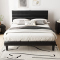 Full Faux Leather Upholstered Platform Bed Frame with Adjustable Headboard L45377