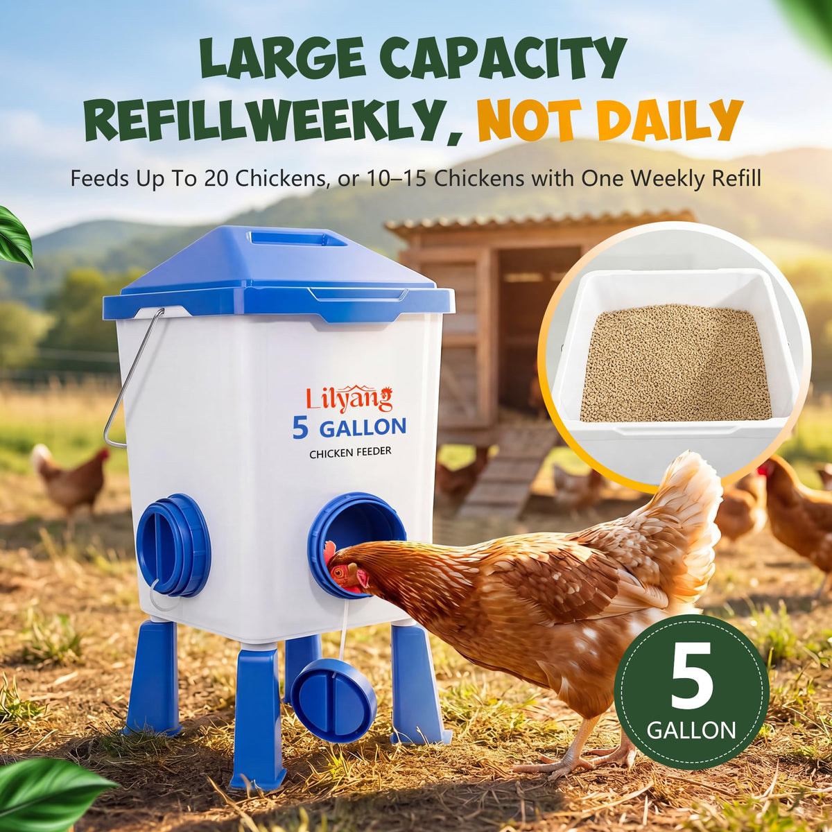 Chicken Feeder and Waterer Set 5 Gallon A383