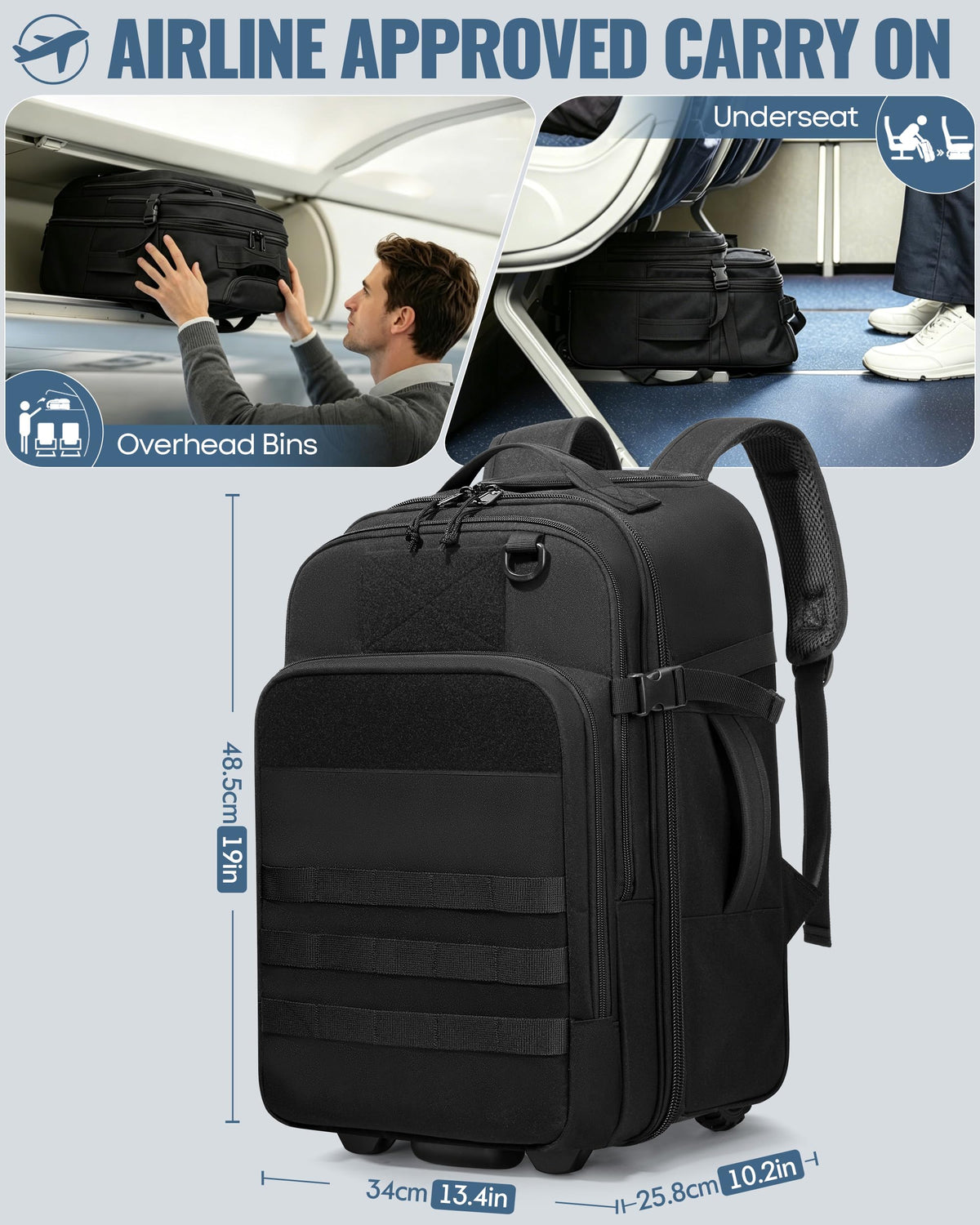 17 Inch Rolling Tactical Laptop Backpack with Wheels M12016