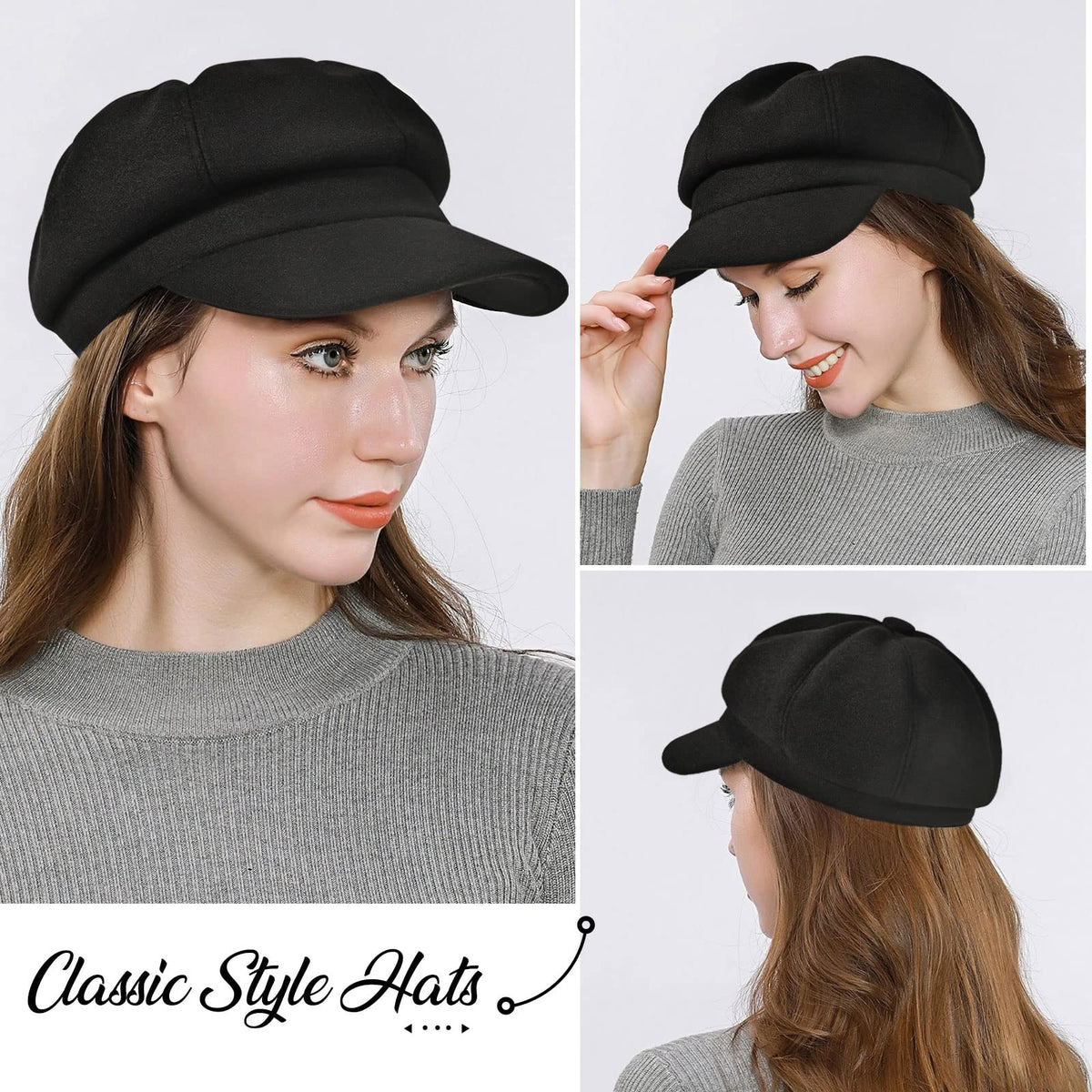 Wool Blend Newsboy Cap M971