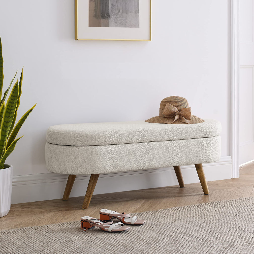Oval Storage Bench with Rubber Wood Legs Y830