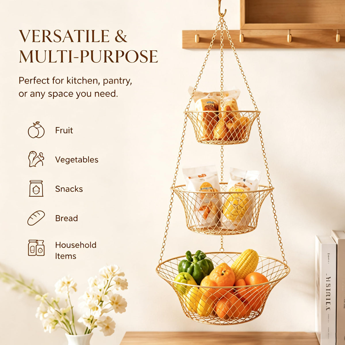 3-Tier Copper Hanging Basket I816170