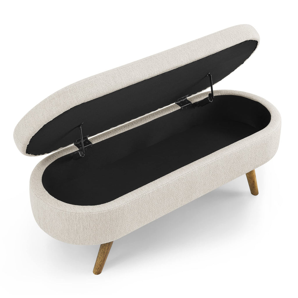 Oval Storage Bench with Rubber Wood Legs Y830