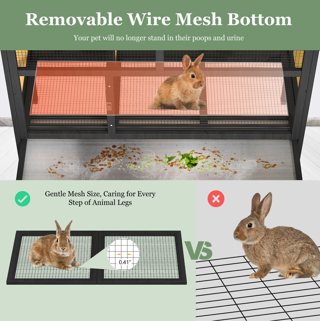 46.7" Wooden Rabbit Hutch with Removable Tray E78031