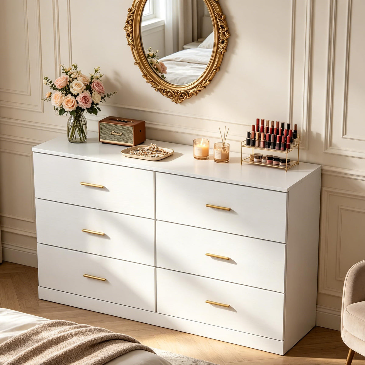 White 6 Drawer Dresser W206944