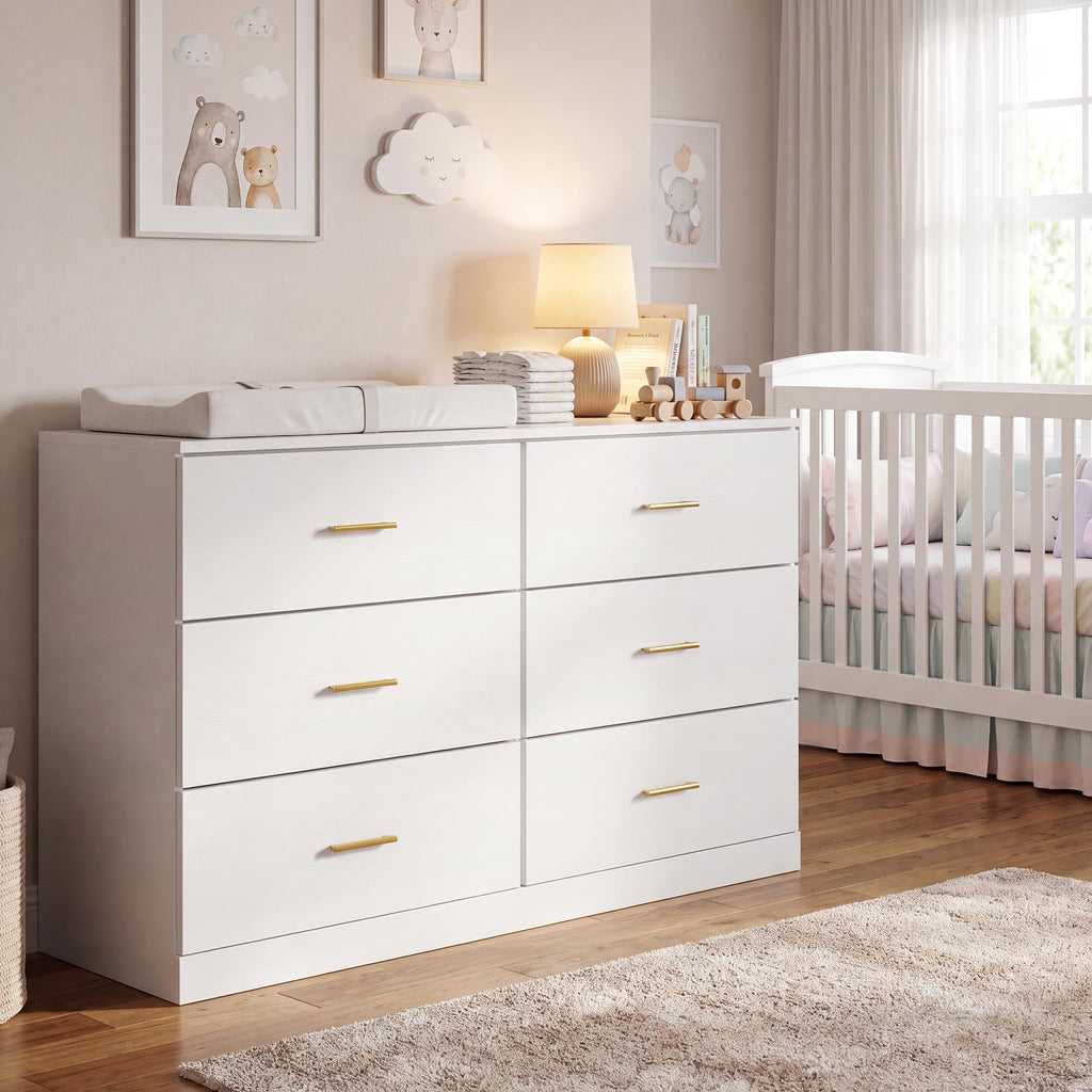 White 6 Drawer Dresser W206944