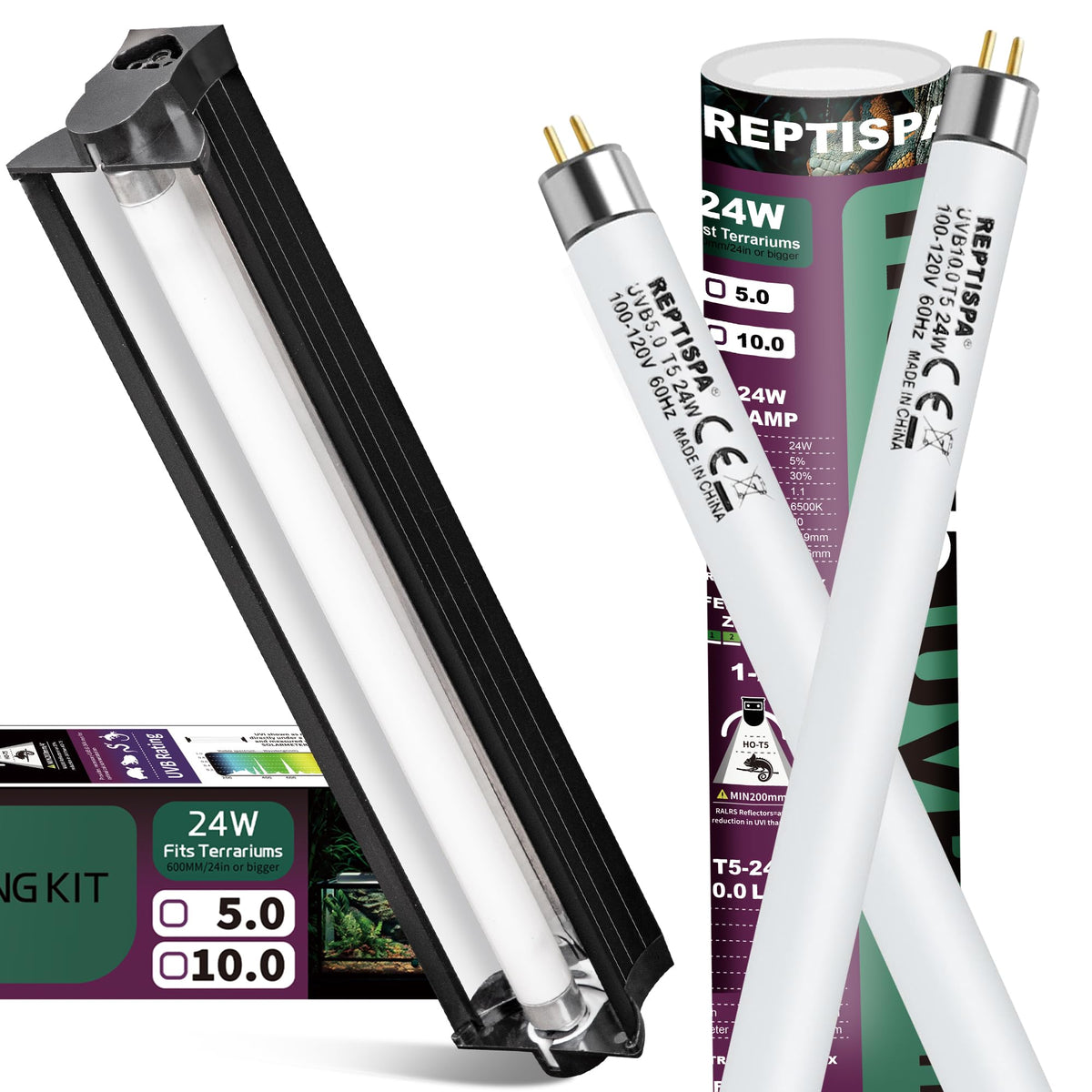 24W T5 HO UVB Reptile Light Fixture with Fluorescent Bulbs P40994