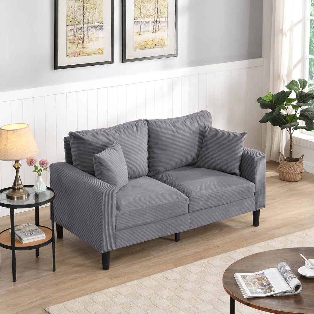 Small Space Saving Light Gray 2-Seat Upholstered Sofa Z391