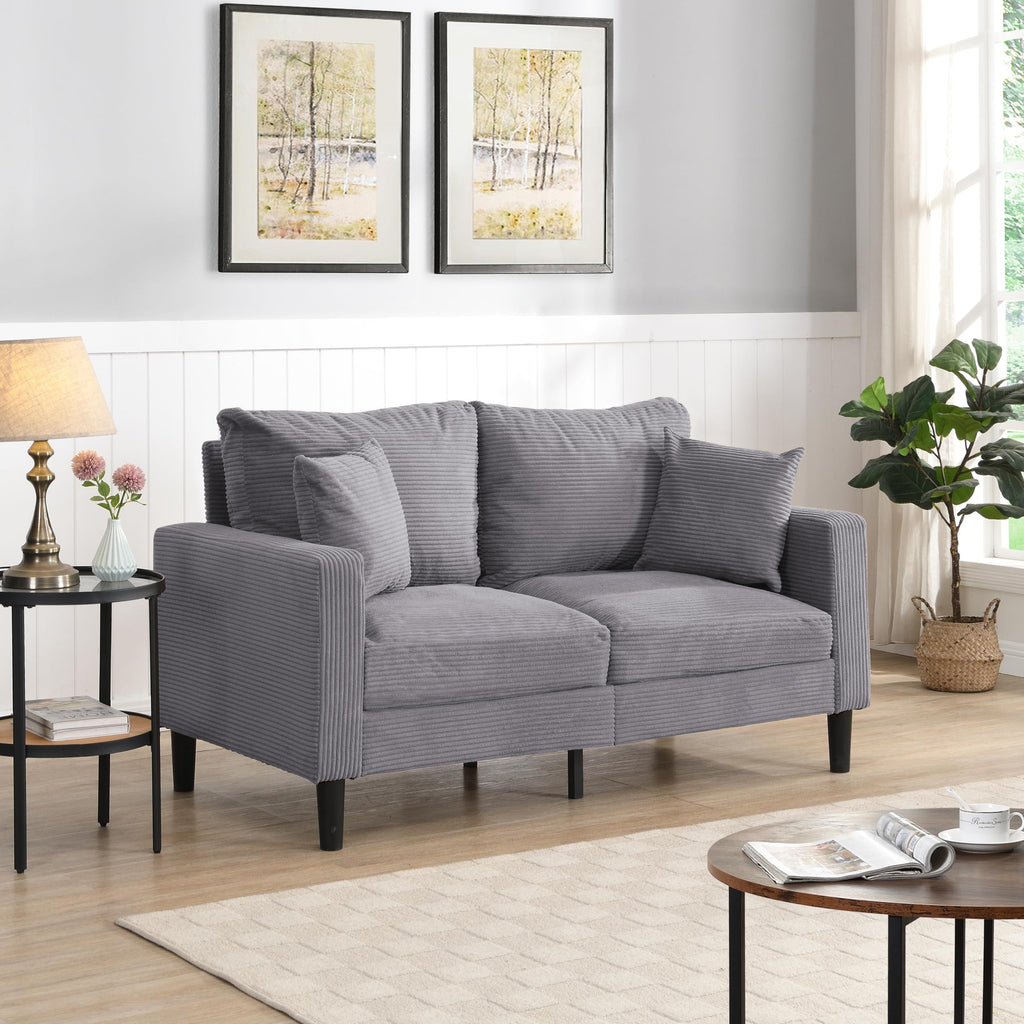 Small Space Saving Light Gray 2-Seat Upholstered Sofa Z391