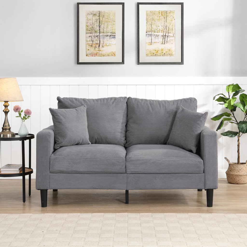Small Space Saving Light Gray 2-Seat Upholstered Sofa Z391