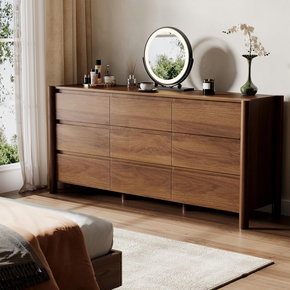 Walnut 9 Drawer Dresser L7333